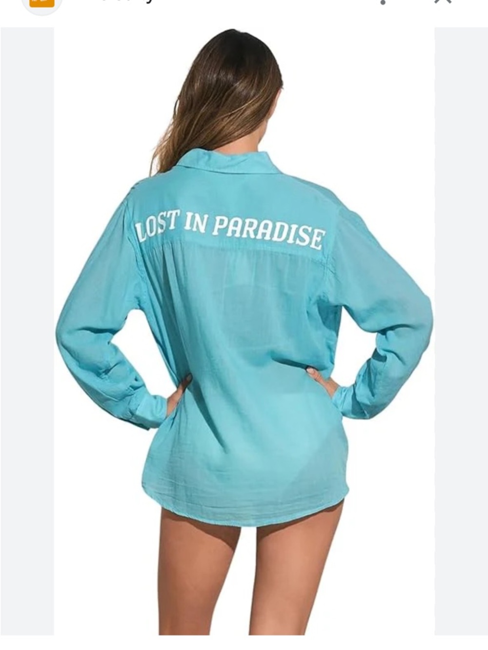 NWT Elan Lost in Paradise Women's Turquoise Button-Up Beach Shirt size Medium